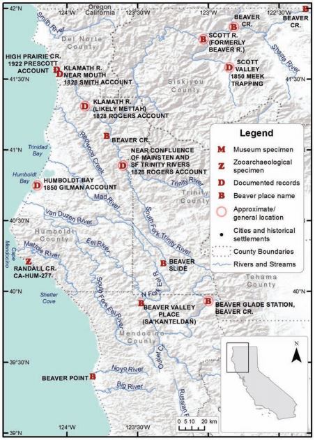 Historical Range of Beaver in Coastal California