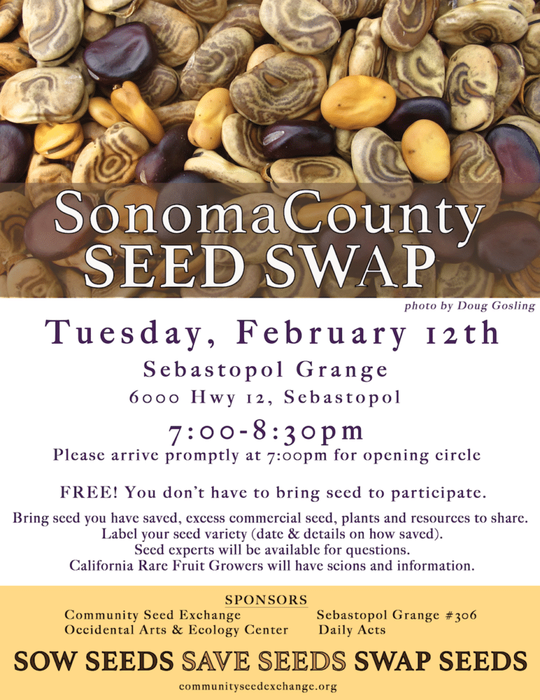 Seed Swap - February 12th @ Sebastopol Grange - Occidental Arts