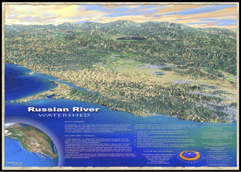 Russian River Watershed Map Occidental Arts Ecology Center RussianRiverWatershedperspectiveview28 20v1 768x548